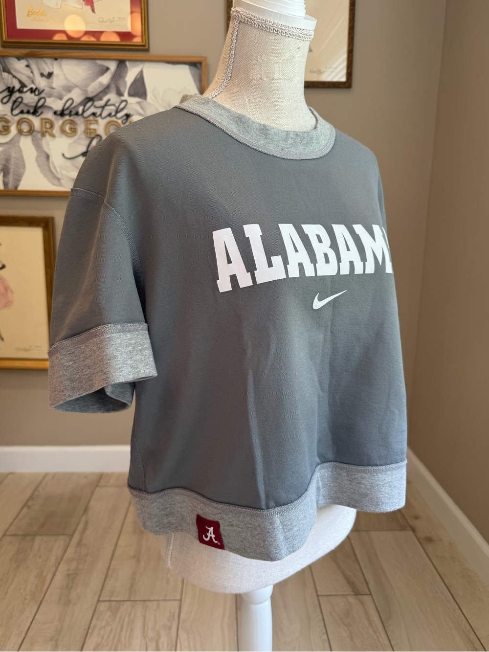 Nike Reversible Grey Alabama Short Sleeve Sweatshirt Crewneck Tee - Picture 2 of 9